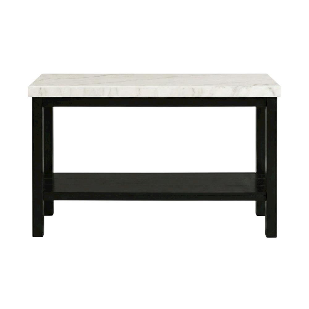 Rectangle Sofa Table, Marble Top, Transitional Console Table,Living Room,White