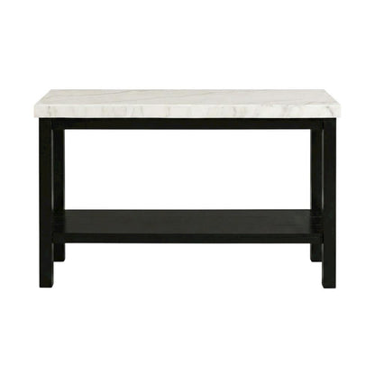 Rectangle Sofa Table, Marble Top, Transitional Console Table,Living Room,White