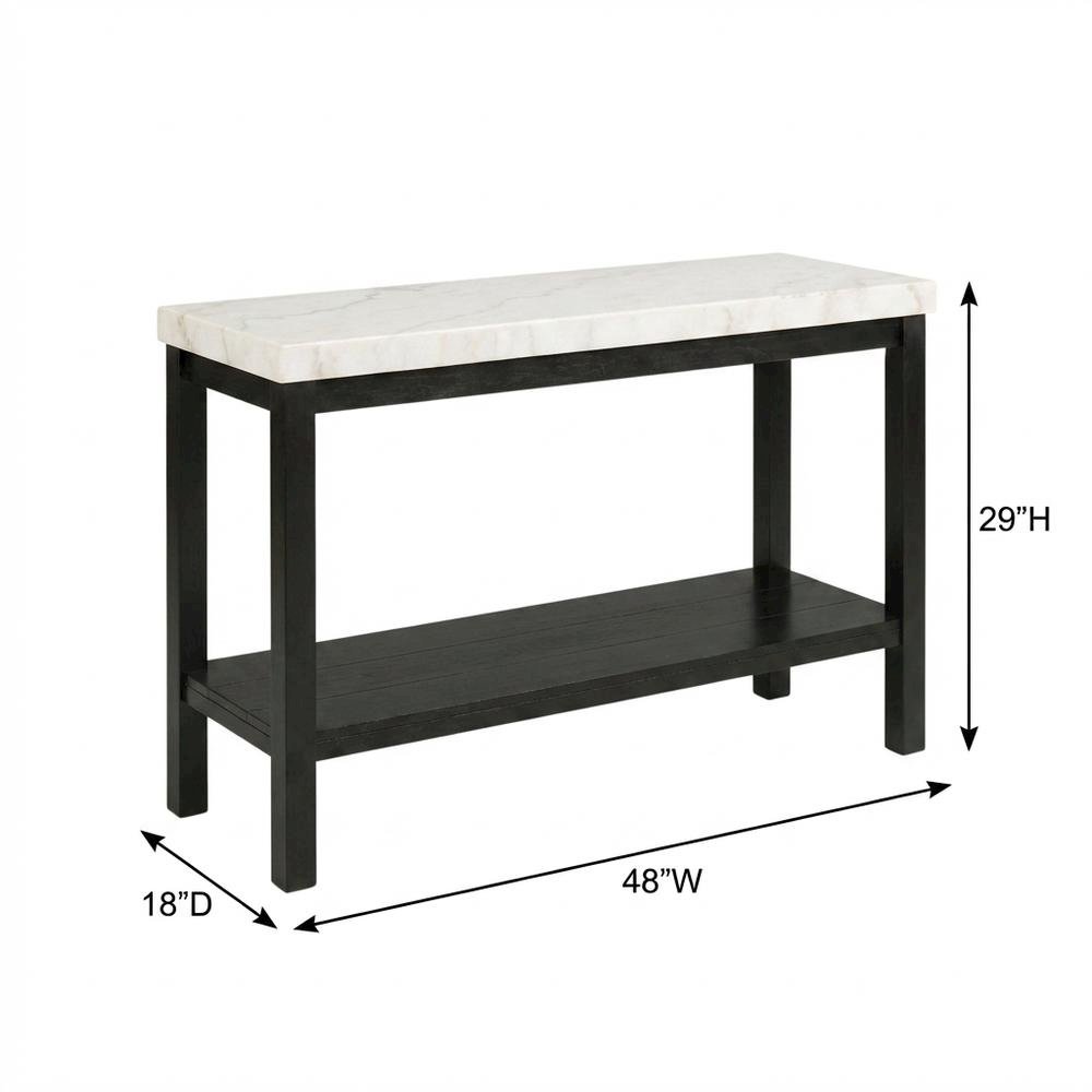 Rectangle Sofa Table, Marble Top, Transitional Console Table,Living Room,White