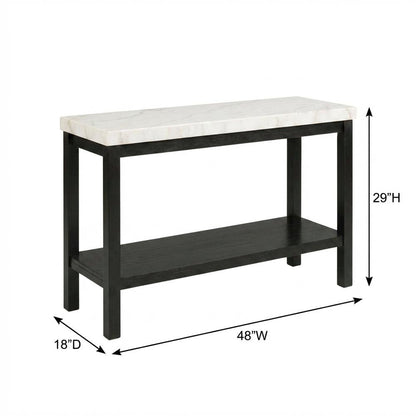 Rectangle Sofa Table, Marble Top, Transitional Console Table,Living Room,White