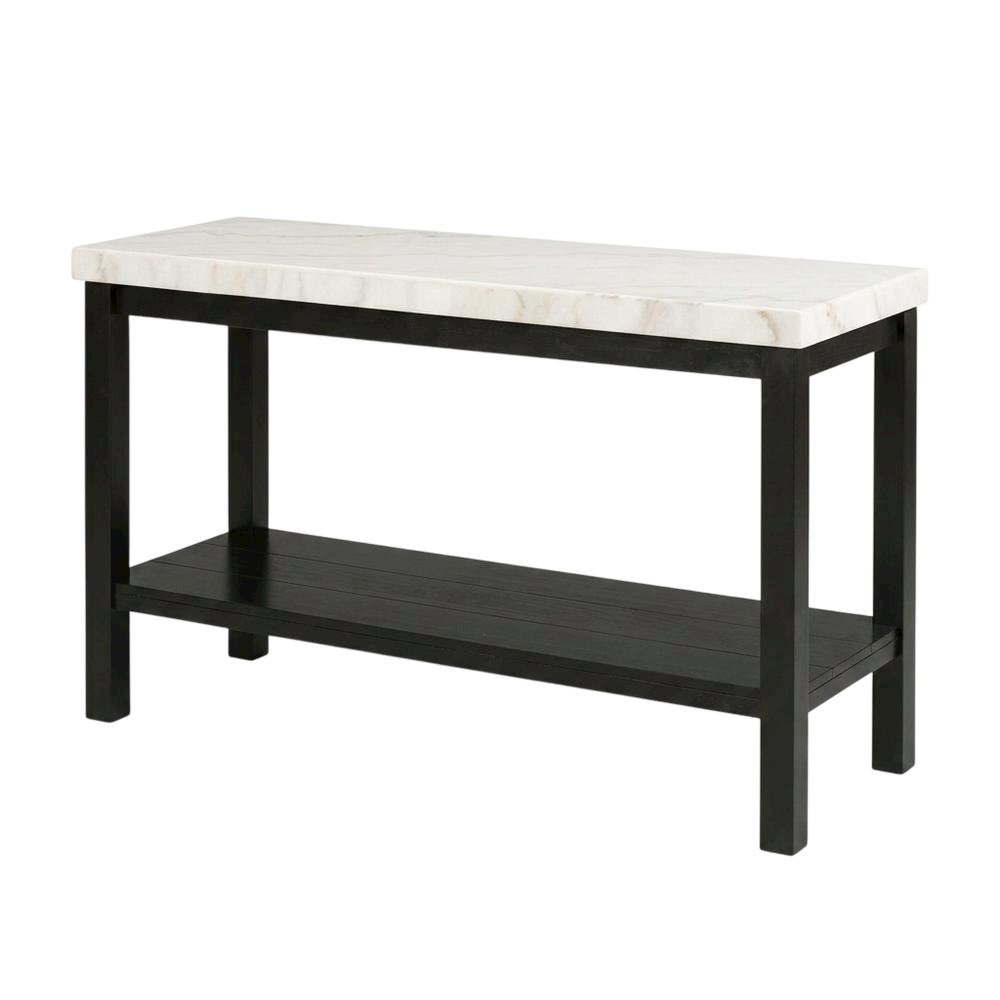 Rectangle Sofa Table, Marble Top, Transitional Console Table,Living Room,White