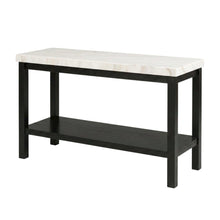 Marble and Acacia Veneer Narrow Console Sofa Table, Behind Couch, White