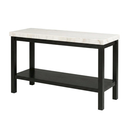 Rectangle Sofa Table, Marble Top, Transitional Console Table,Living Room,White