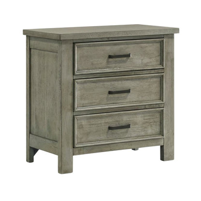 Drift Grey Nightstand with 3 Drawers and Transitional Style