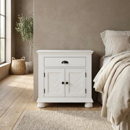 White 1-Drawer Nightstand with Traditional Style and Ample Storage