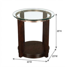 Glam End Table with Glass Top, Modern Accent Side Table for Living Room,Brown