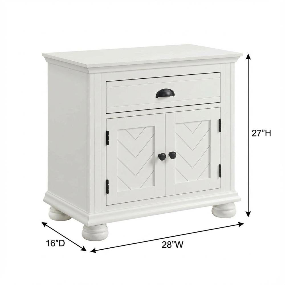 White 1-Drawer Nightstand with Traditional Style and Ample Storage