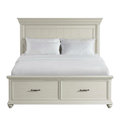 King Platform Storage Bed with Drawers, Traditional Wood Bed Frame,White