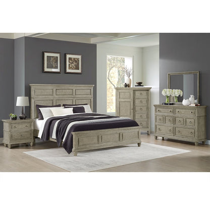 Emiko Queen Panel Bed in Light Grey