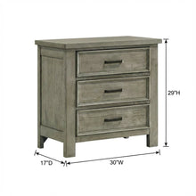 Drift Grey Nightstand with 3 Drawers and Transitional Style