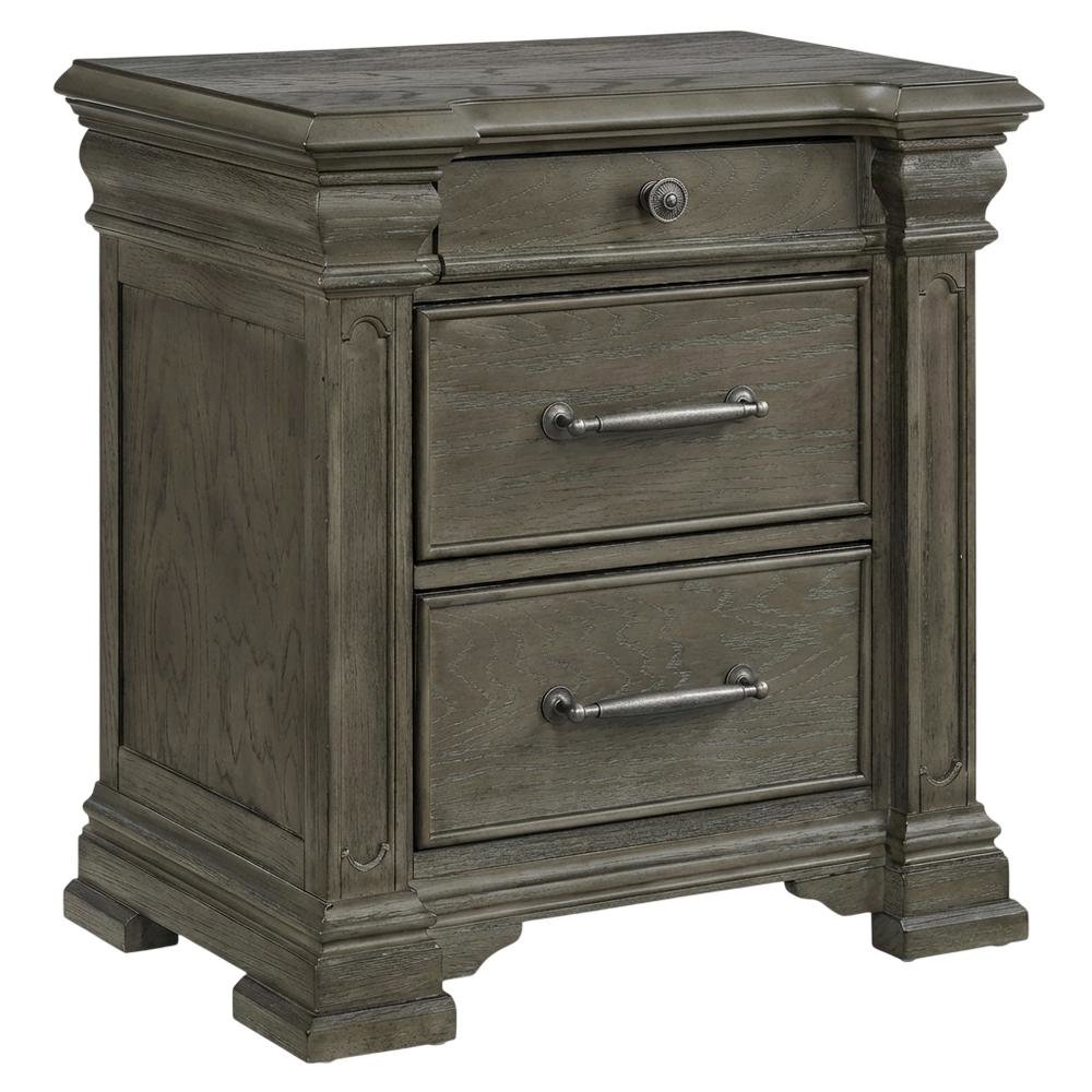 Grey 3-Drawer Nightstand with Sliding Top and Modern Style