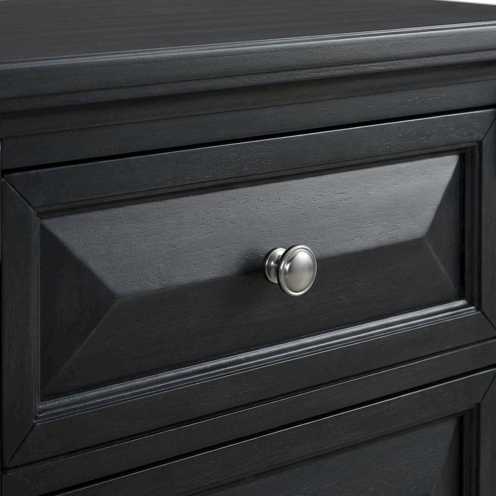 Black Nightstand with Usb Port, Traditional Style, Spacious Drawer Storage