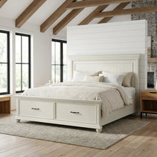 King Platform Storage Bed with Drawers, Traditional Wood Bed Frame,White