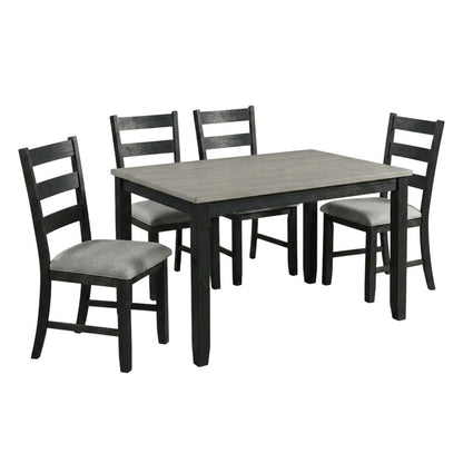 Farmhouse 5-Piece Dining Set, Polyester Upholstered Chairs for Dining Room