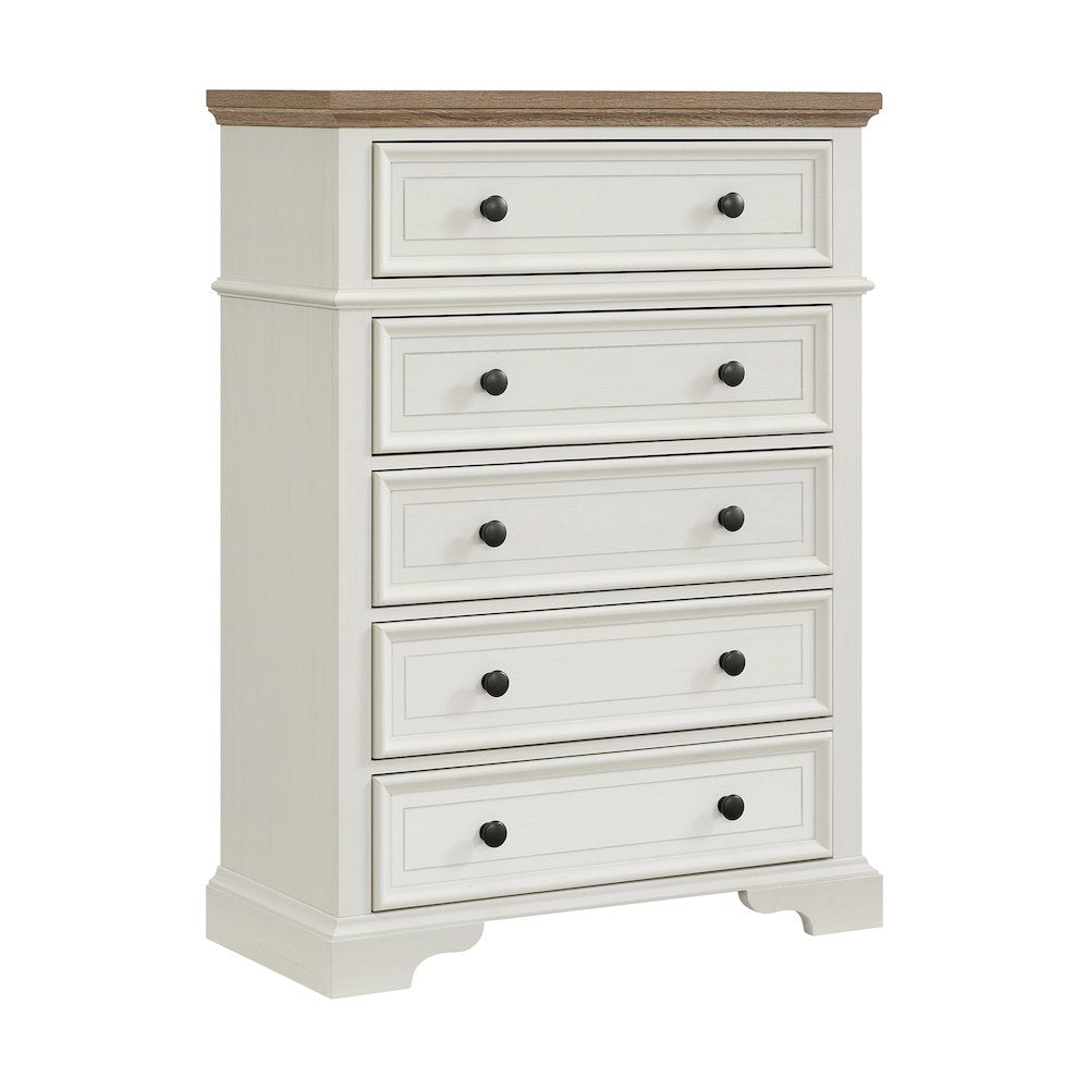 Ulysses Youth 5-Drawer Chest in Brown and White