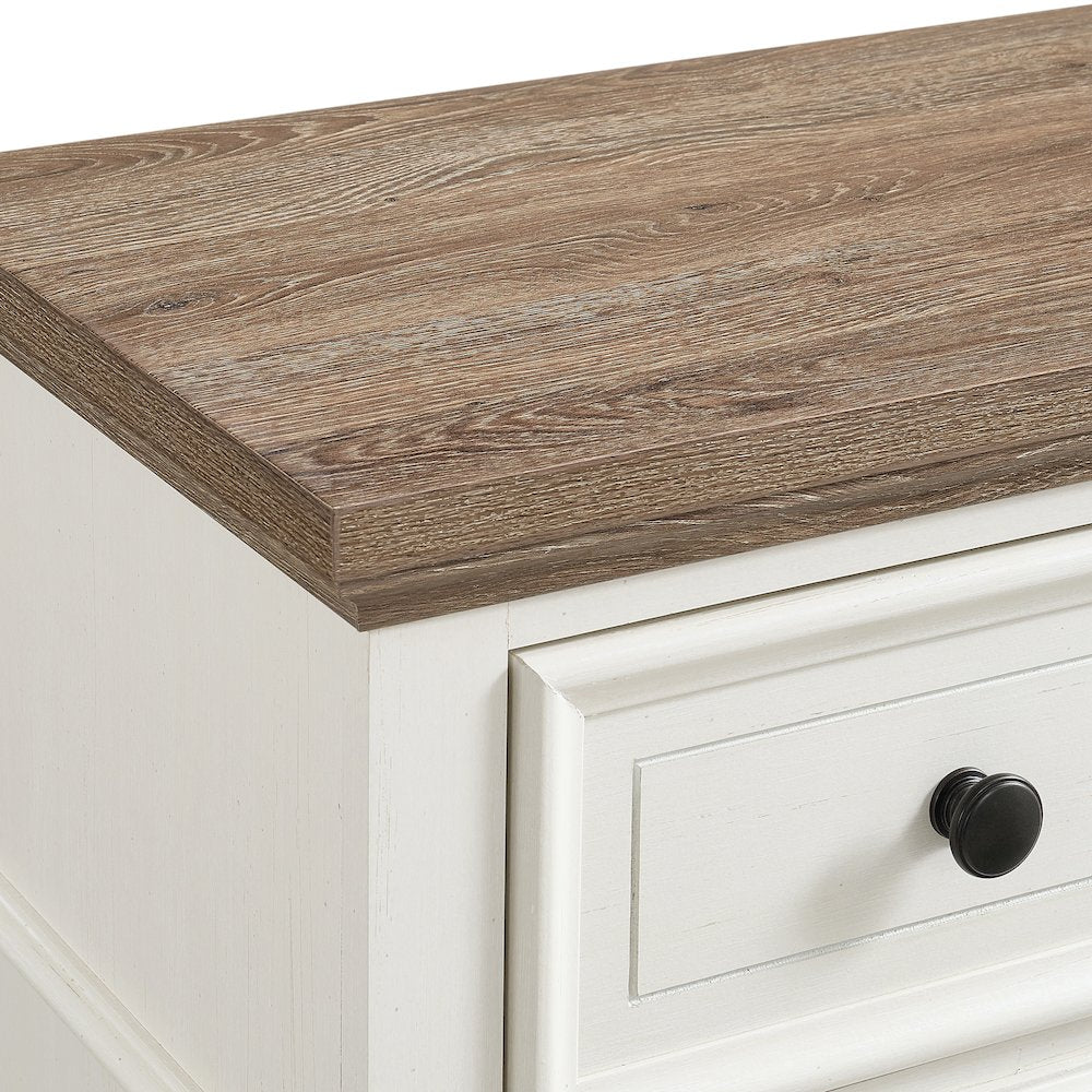 Ulysses Youth Dresser and Mirror Set in Brown and White