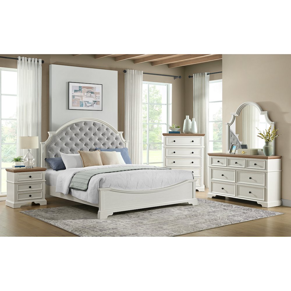 Ulysses Youth Dresser and Mirror Set in Brown and White
