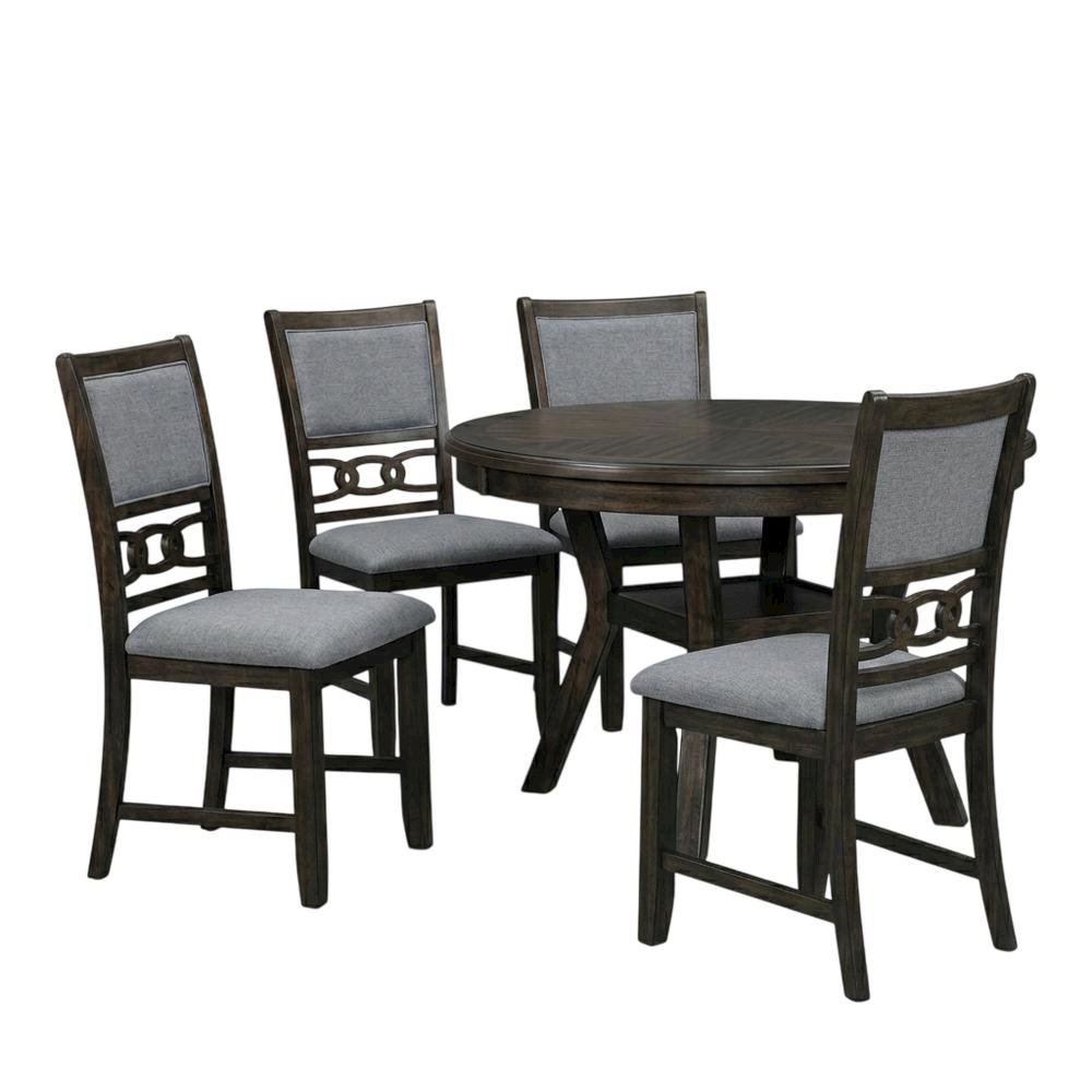 5-Piece Dining Set with Upholstered Side Chairs, Transitional Dining Room,Brown
