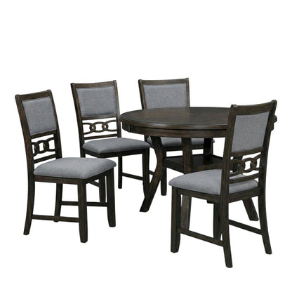 5-Piece Dining Set with Upholstered Side Chairs, Transitional Dining Room,Brown