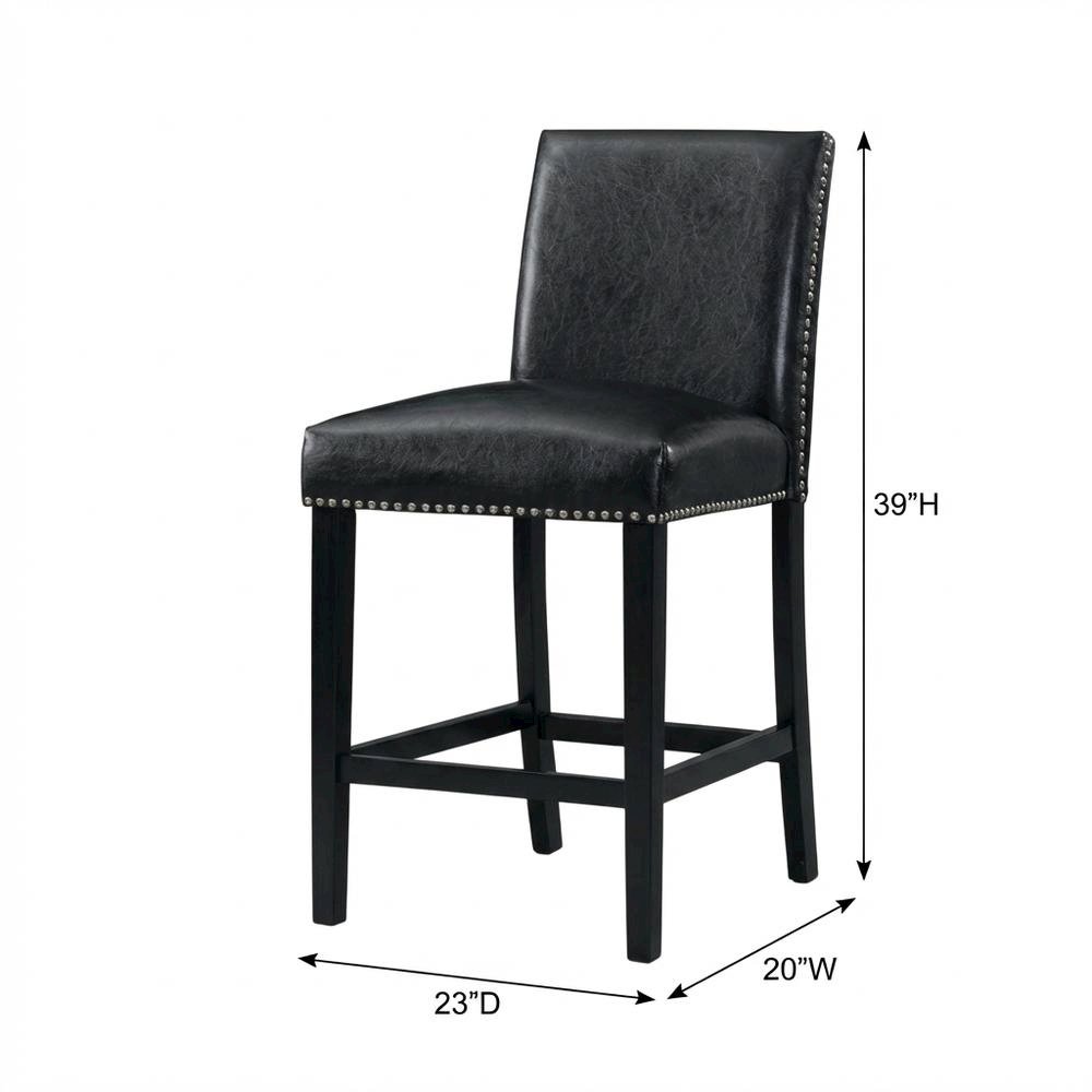 Upholstered Counter Height Side Chair, Transitional Accent Chair,Black, Set of 2