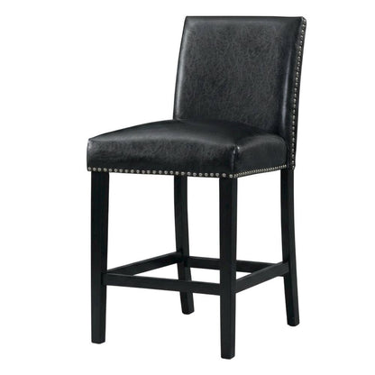 Upholstered Counter Height Side Chair, Transitional Accent Chair,Black, Set of 2