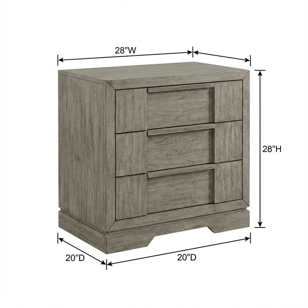 Grey 3-Drawer Nightstand with Usb Port for Modern Bedroom Storage