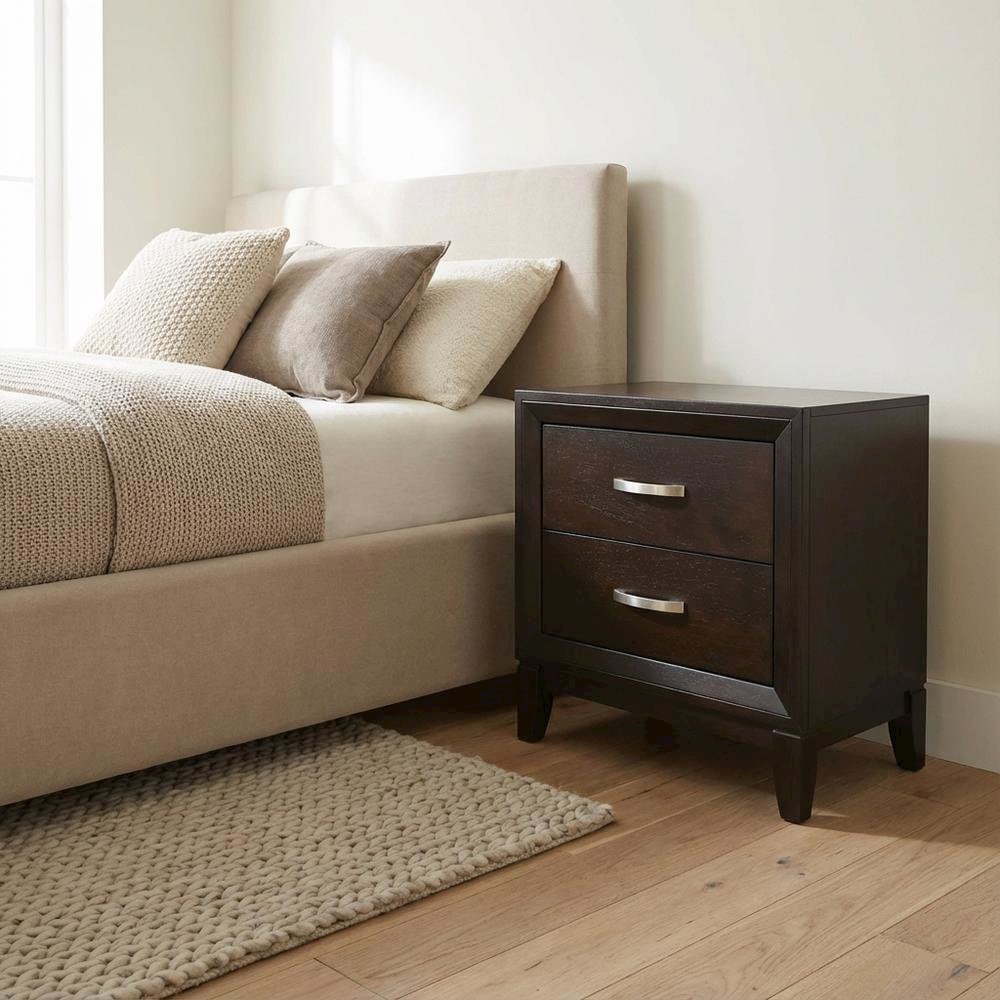 Merlot Nightstand with 2 Drawers and Modern Design
