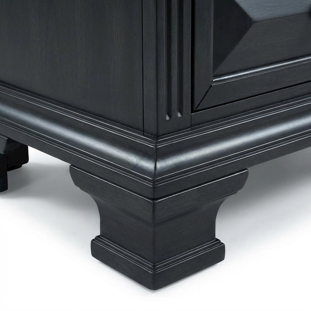 Black Nightstand with Usb Port, Traditional Style, Spacious Drawer Storage