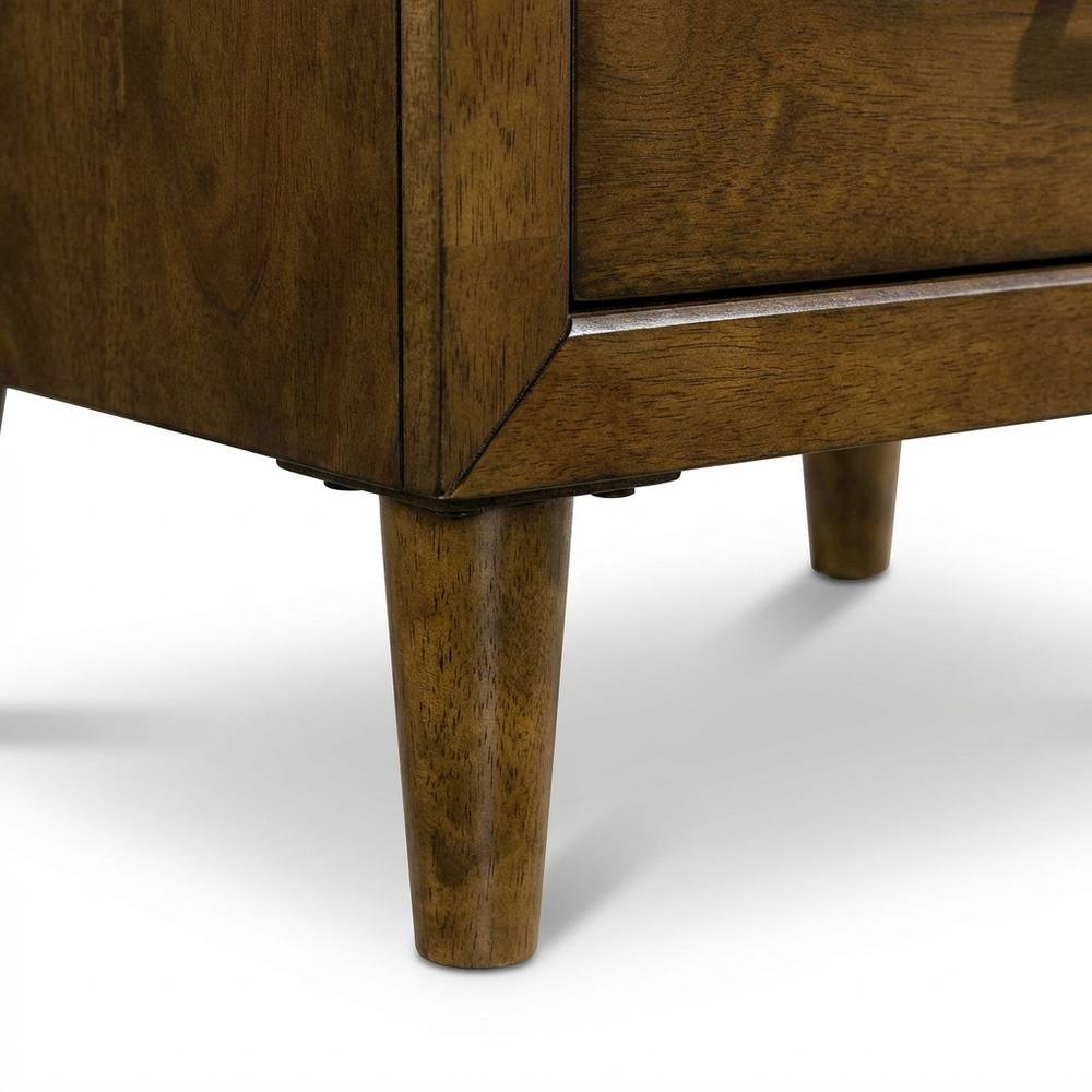 Walnut Nightstand in Mid-Century Modern Style with 2 Drawers