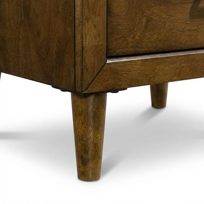 Walnut Nightstand in Mid-Century Modern Style with 2 Drawers