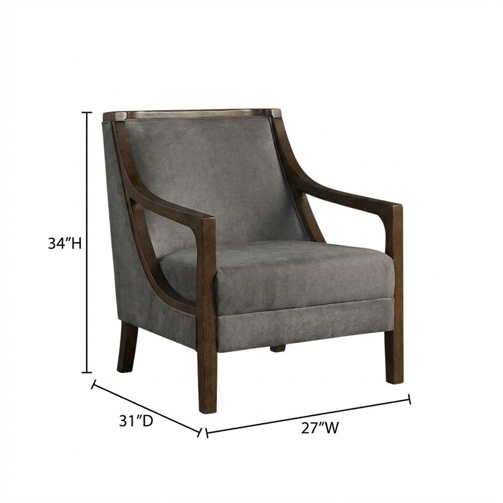 Transitional Upholstered Accent Chair with Spring Seat for Living Room,Gray