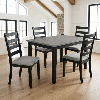 Farmhouse 5-Piece Dining Set, Polyester Upholstered Chairs for Dining Room