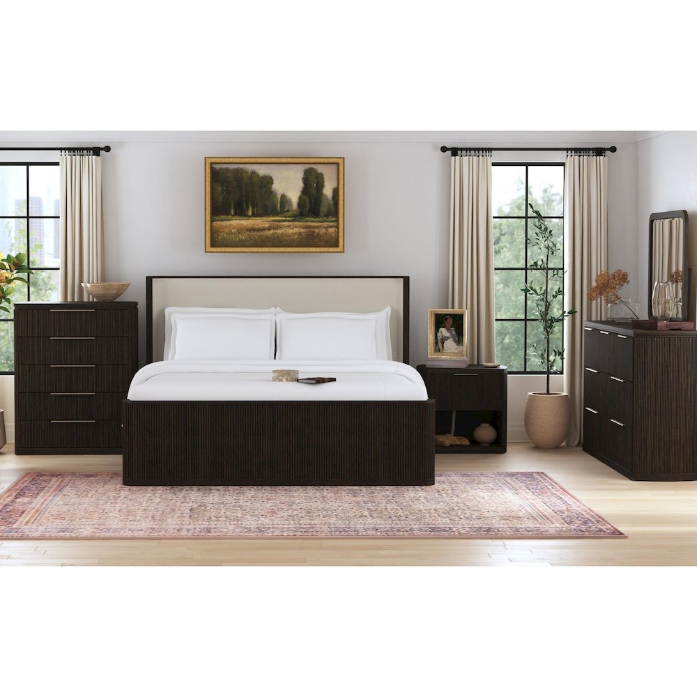 Sylvie 1-Drawer Nightstand with Touch Light in Dark Brown LED