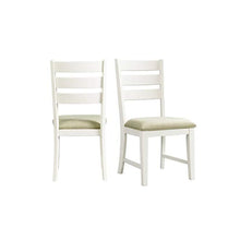 Elegant Ladder Back Side Chairs for Dining Room, Natural and White Finish
