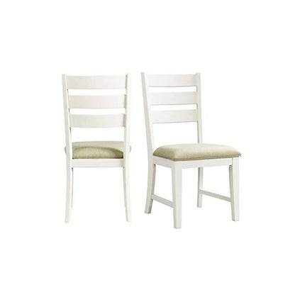 Elegant Ladder Back Side Chairs for Dining Room, Natural and White Finish