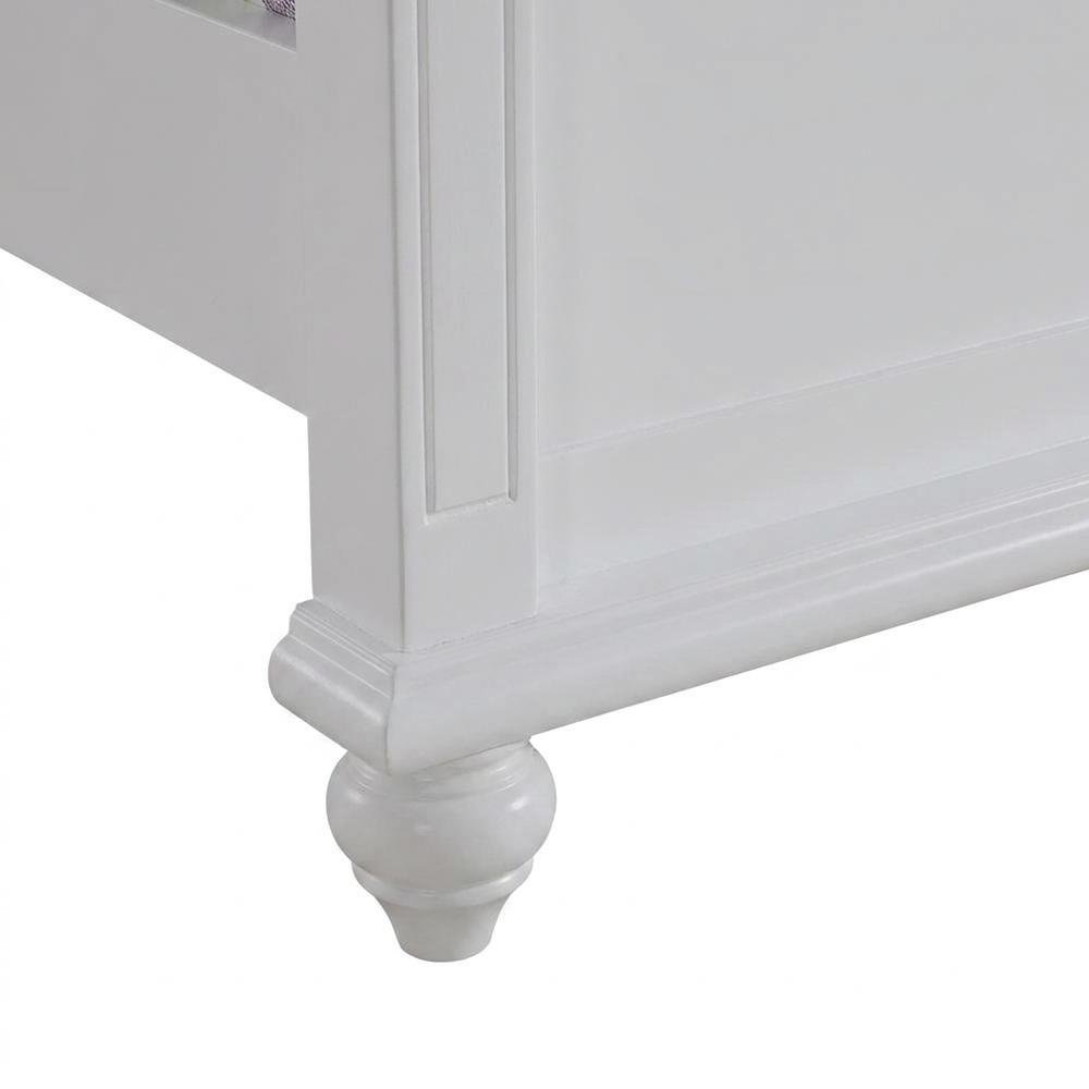 Okume Wood Full Platform Bed Frame with Headboard, Traditional Style, White