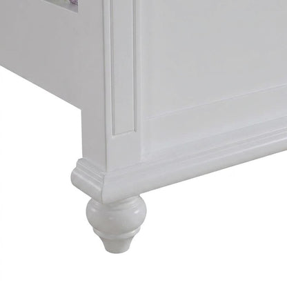 Okume Wood Full Platform Bed Frame with Headboard, Traditional Style, White