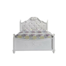 Okume Wood Full Platform Bed Frame with Headboard, Traditional Style, White