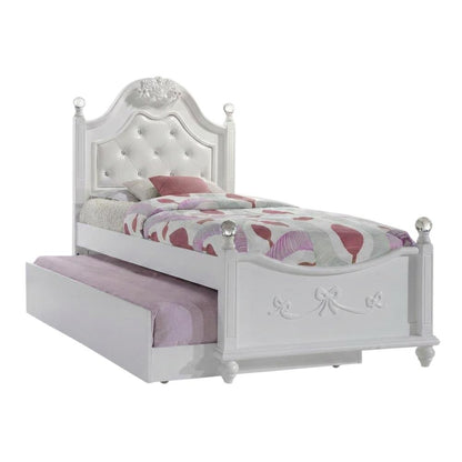 Okume Twin Platform Bed with Storage Trundle, Twin Bed with Storage, White