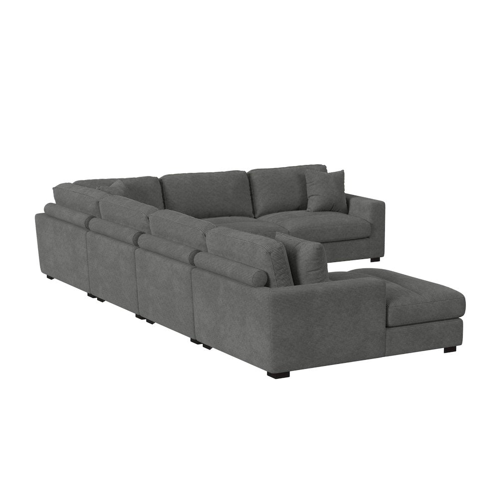 Mesa Modular 7PC Sectional Set with LHF Chaise in Steno Charcoal