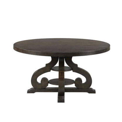 Brown Round Dining Table for Kitchen and Dining Room, Seats Four Comfortably