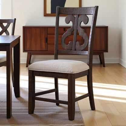 Brown Wooden Swirl Back Side Chairs for Kitchen and Dining Rooms