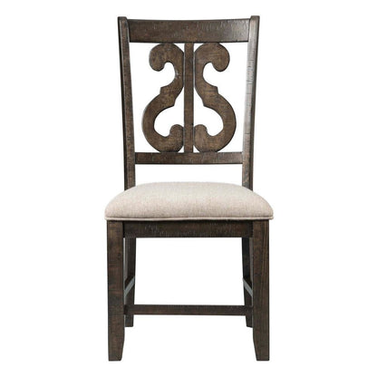 Brown Wooden Swirl Back Side Chairs for Kitchen and Dining Rooms