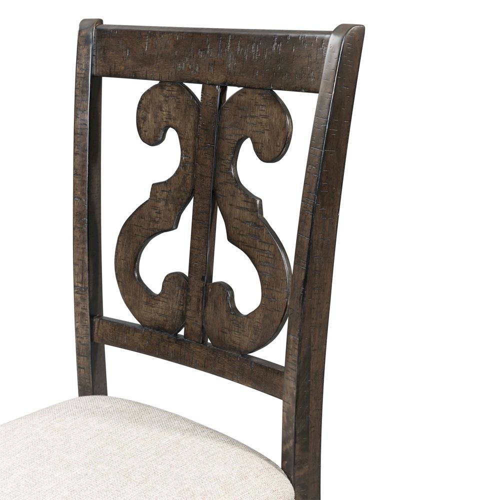 Brown Wooden Swirl Back Side Chairs for Kitchen and Dining Rooms