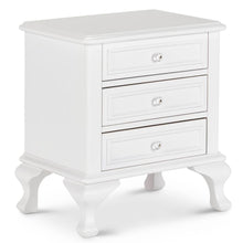 White Vintage 3-Drawer Nightstand with Acrylic Knobs