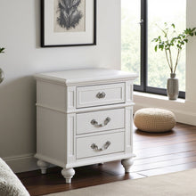 Elegant White Nightstand with Three Drawers for Bedroom Storage
