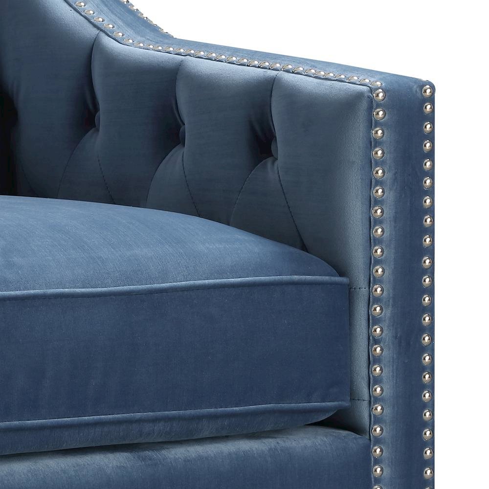Marine Blue Upholstered Accent Chair for Living Room or Bedroom Seating