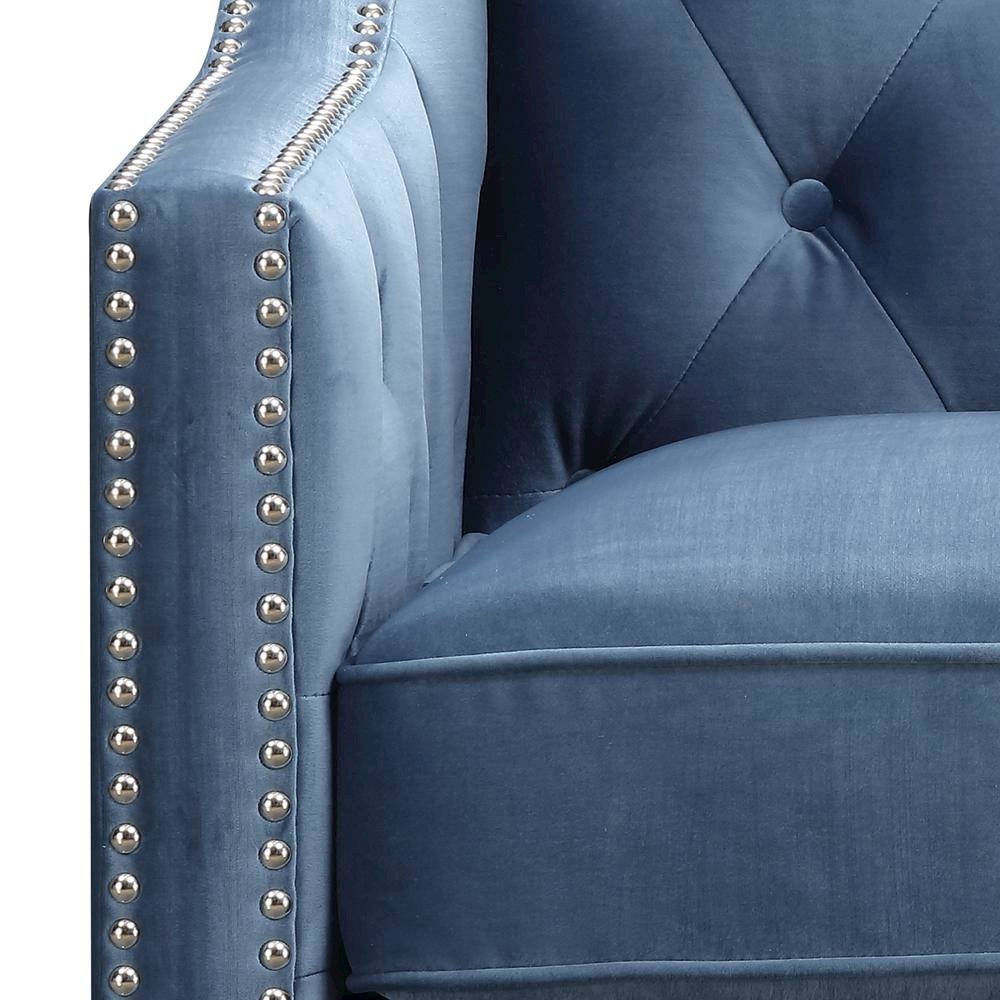 Marine Blue Upholstered Accent Chair for Living Room or Bedroom Seating