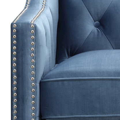 Marine Blue Upholstered Accent Chair for Living Room or Bedroom Seating