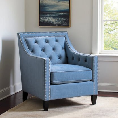 Marine Blue Upholstered Accent Chair for Living Room or Bedroom Seating